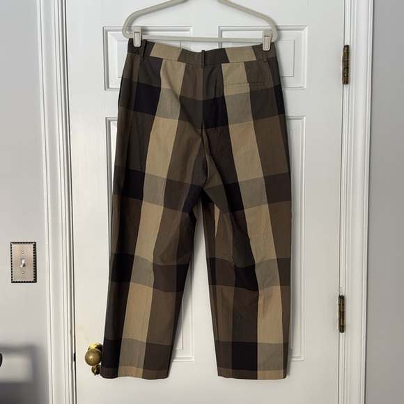 Theory High-Rise Straight Pant in Check Silk-Cotton - Picture 8 of 12